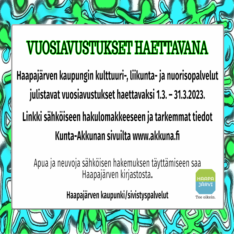 Vuosiavustukset haettavana