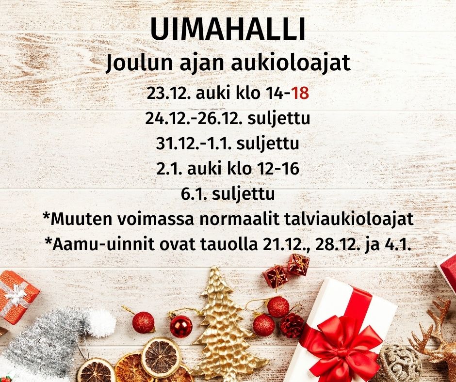 Joulun aukioloajat uimahallilla