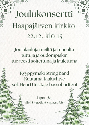 Joulukonsertti Haapajärven kirkossa su 22.12.