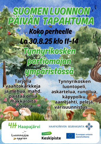 Suomen luonnon päivän tapahtuma koko perheelle la 30.8 klo 11-14 Tynnyrikoskella.