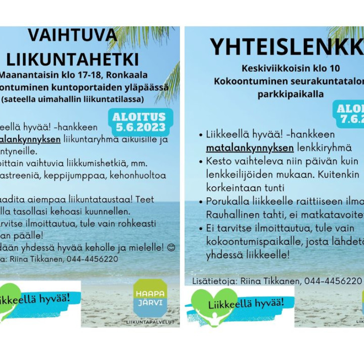 Liikuntaryhmämainokset