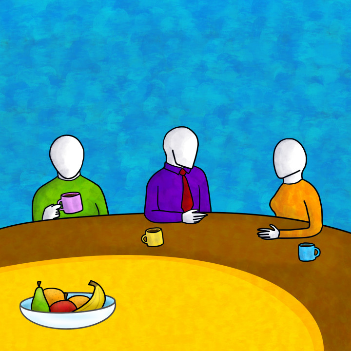 Ihmiset kahvilla piirroskuvassa